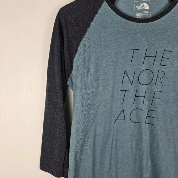 NWOT The North Face 3/4 Length Sleeve Two Tone Cotton Blend T-Shirt Size M - Picture 3 of 6